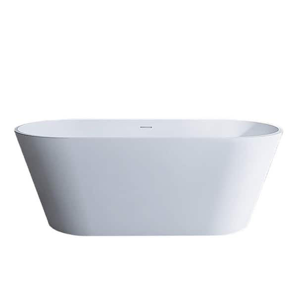 67.11 in. x 29.79 in. Solid Surface Freestanding Soaking Flatbottom Bathtub in Matte White