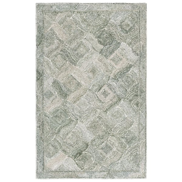 Marquee 5 ft. x 8 ft. Green/Ivory Distressed Gradient Geometric Area Rug