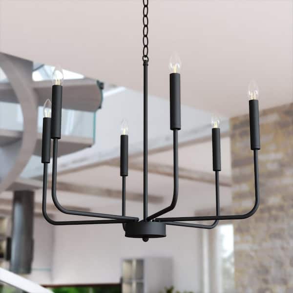 VAXCEL Beldon 6-Light Black Contemporary Chandelier Candelabra