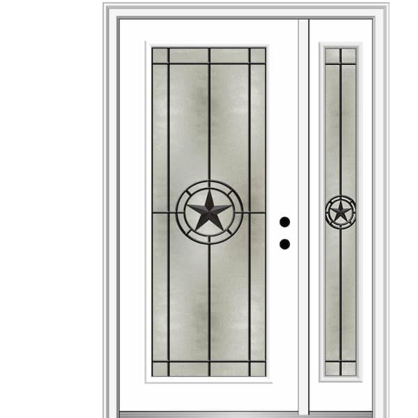 MMI Door Elegant Star 48 in. x 80 in. Left-Hand Inswing Full Lite Decorative Glass Primed Fiberglass Prehung Front Door