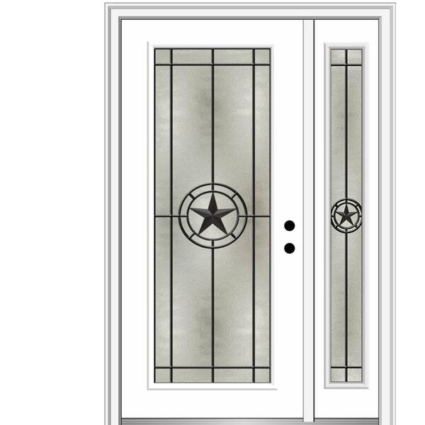 MMI Door Elegant Star 48 in. x 80 in. Left-Hand Inswing Full Lite Decorative Glass Primed Fiberglass Prehung Front Door