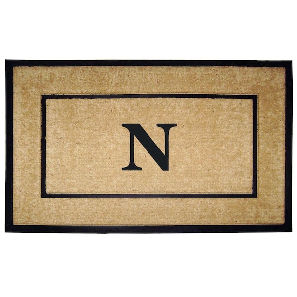 Nedia Home DirtBuster Single Picture Frame Black 30 in. x 48 in. Coir with Rubber Border Monogrammed N Door Mat