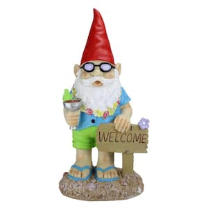 16 in. Summer Time Welcome Gnome Outdoor Garden Statue