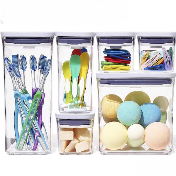 Adrinfly 6-Piece Plastic Canister Set, Airtight Container Set Scoops, PA Free and Push Button Container Lids Food Storage