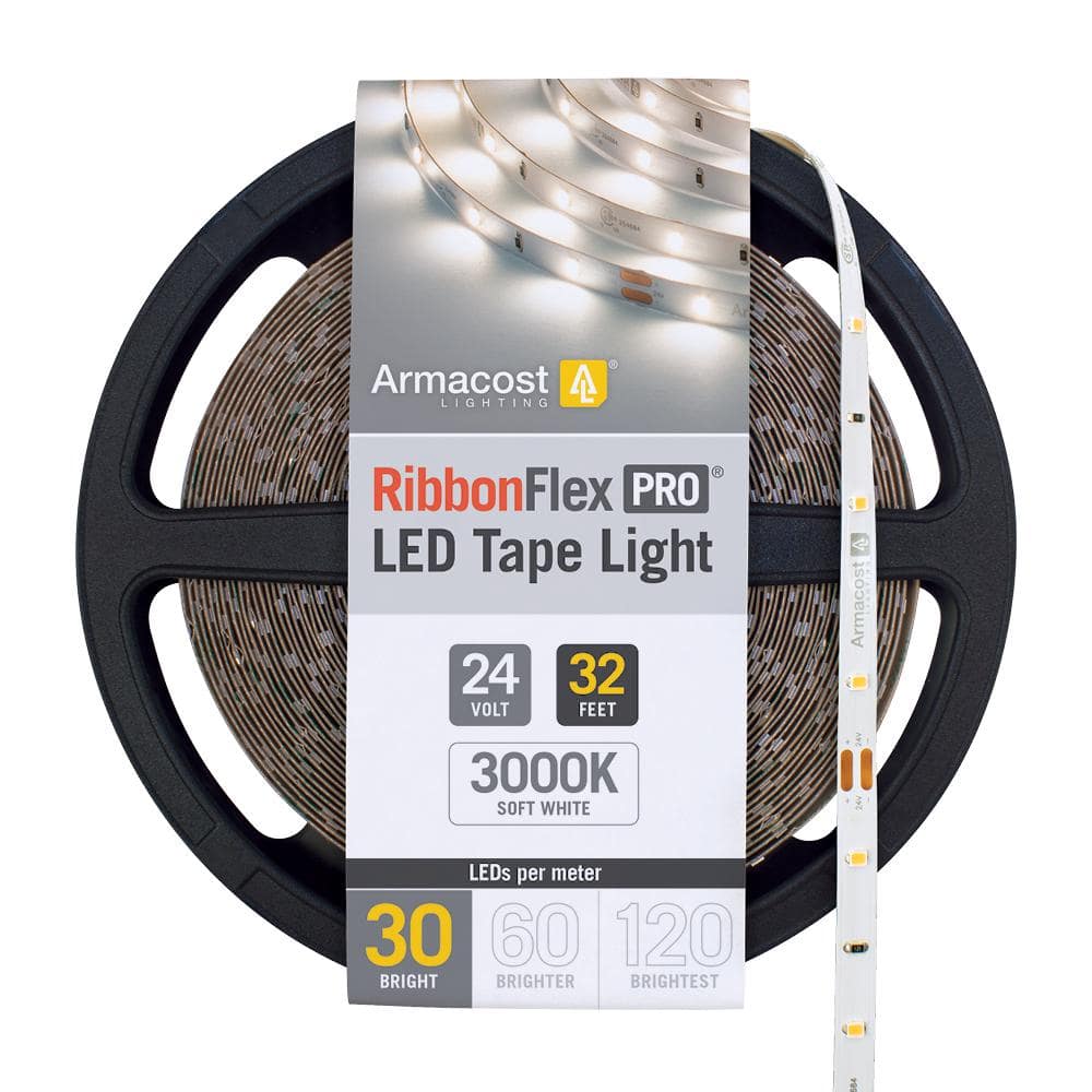 Armacost Lighting RibbonFlex Pro 32.8 ft. (10M) 24-Volt LED Tape Light, Soft Bright White (3000K), 30 LEDs/M