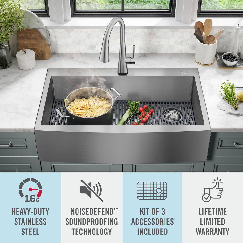 36-Inch Brushed Stainless Steel Farmhouse Drop-In Sink