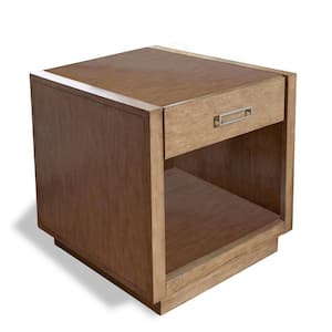 Big Sur Brown End Table 24.5 in. H x 24 in. W x 24 in. D with Wood Top