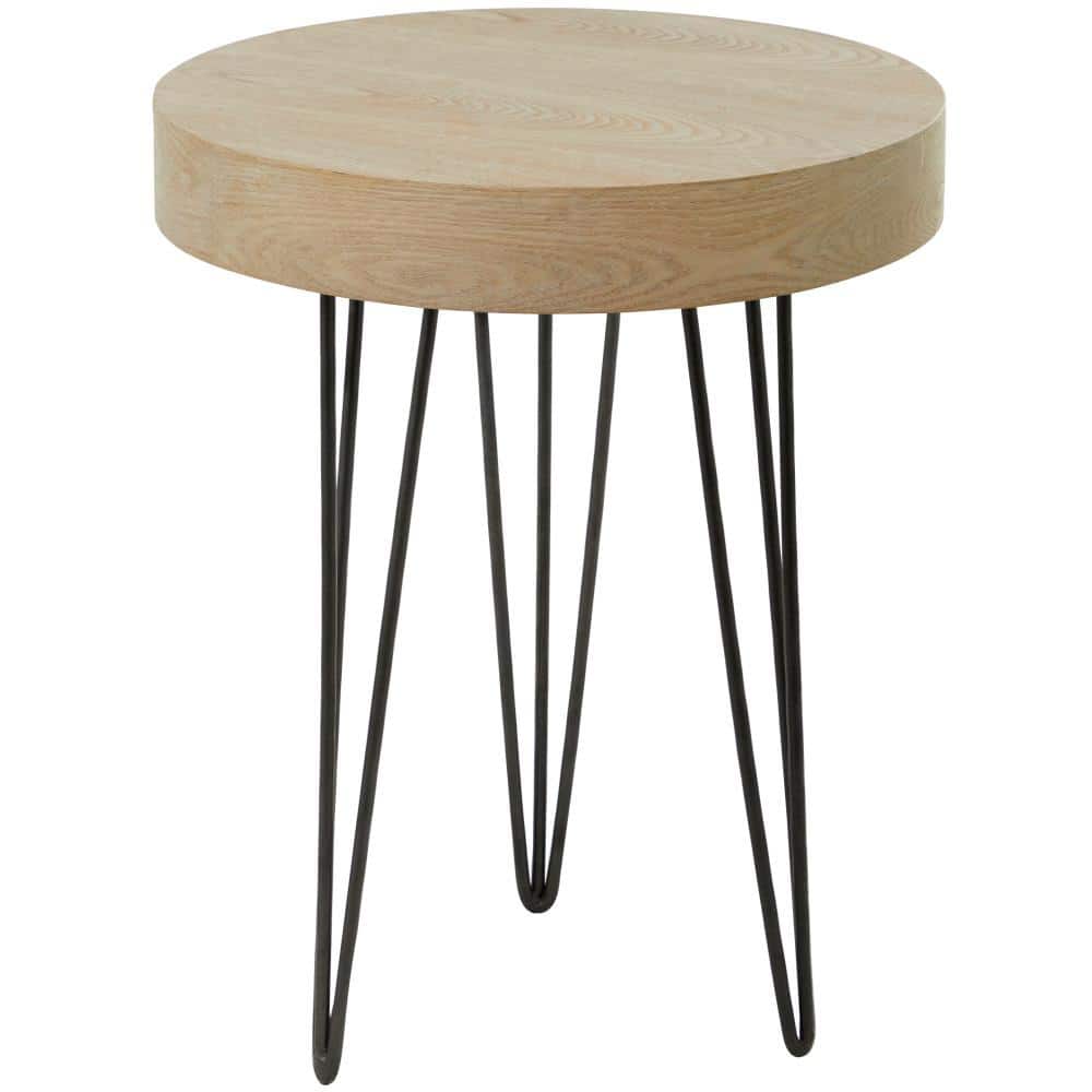Elegant Round 20" Wood and Metal Accent Table in Brown