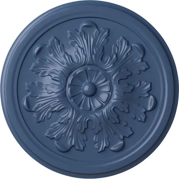 Ekena Millwork 7/8" x 12-3/4" x 12-3/4" Polyurethane Legacy Acanthus Ceiling Medallion, Hand-Painted Americana