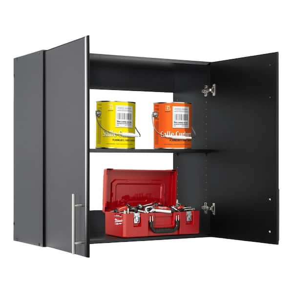 Composite Wall Mounted Garage Cabinet in Black (32 in. W x 30 in. H x 12 in. D)