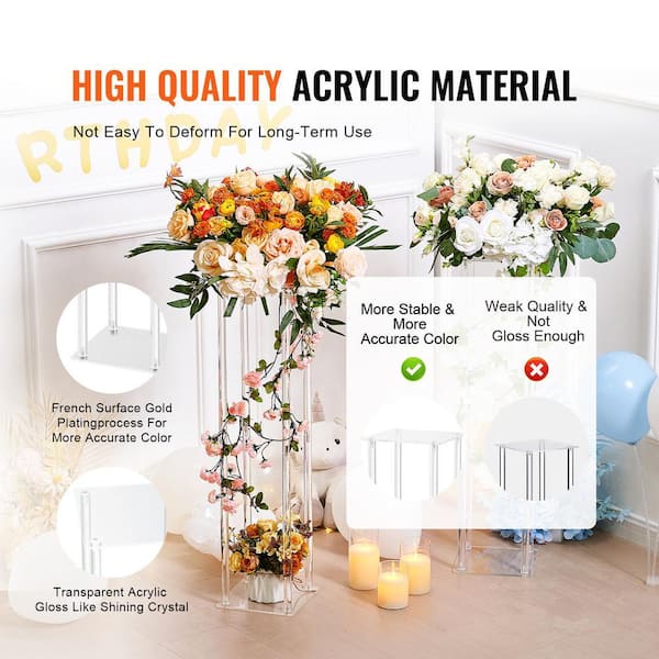 VEVOR 10-Piece 23.6 in. 60 cm High Wedding Flower Stand with