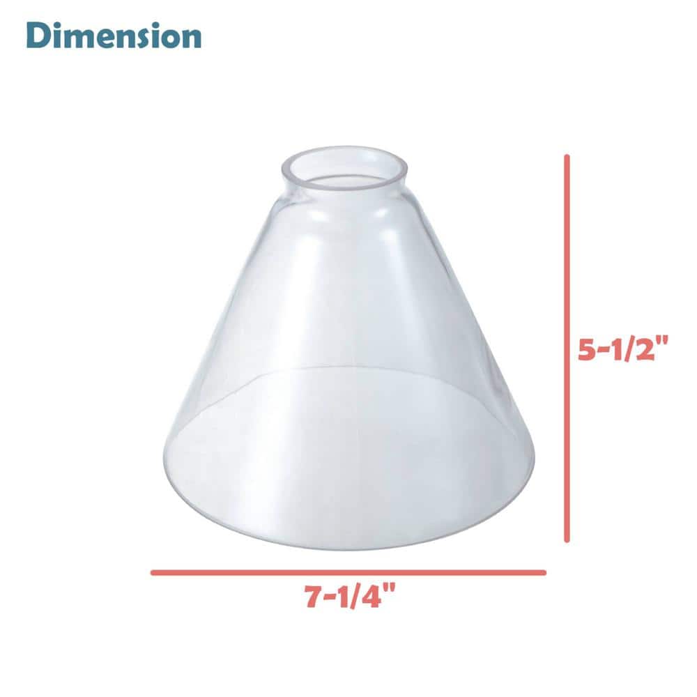 Clear Glass Cone Pendant Shade, 7.25" Diameter