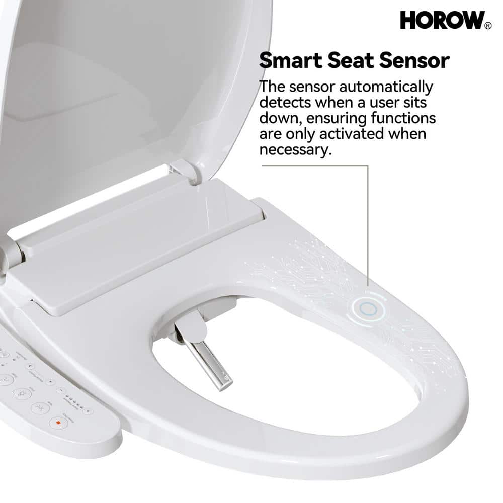 White Smart Bidet Seat with Warm Water and Heated Dryer