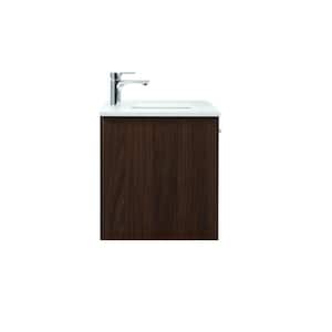 Timeless Home 40 in. W Single Bath Vanity in Walnut with Engineered Stone Vanity Top in Ivory with White Basin