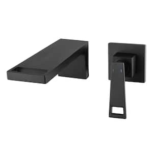 Waterfall Single Handle Wall Mounted Bathroom Faucet with Rough-in Valve in Matte Black