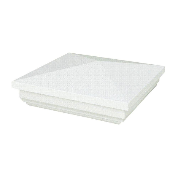 Veranda 5 in. x 5 in. White Vinyl New England Pyramid Fence Post Cap ...