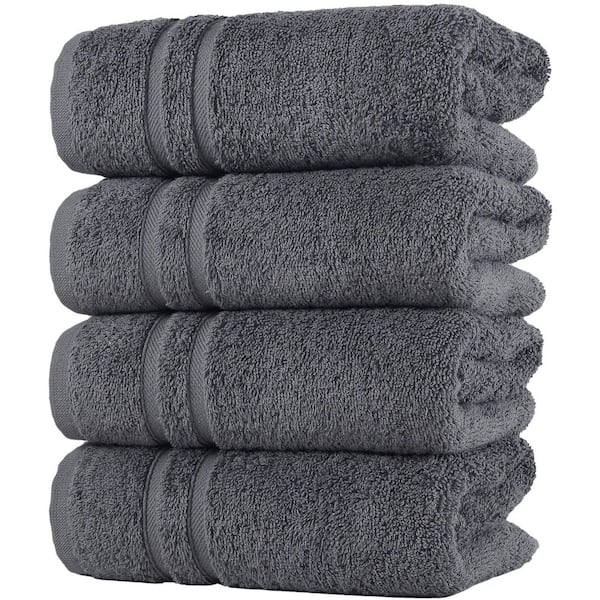 Unbranded 100% Cotton 4 Pack Premium Gray Hand Towels-Quick-Dry, High Absorbent, for Bathroom