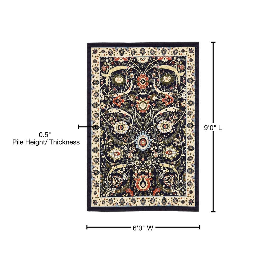 Handmade Rectangular Navy Blue Synthetic 6' x 9' Easy-Care Rug