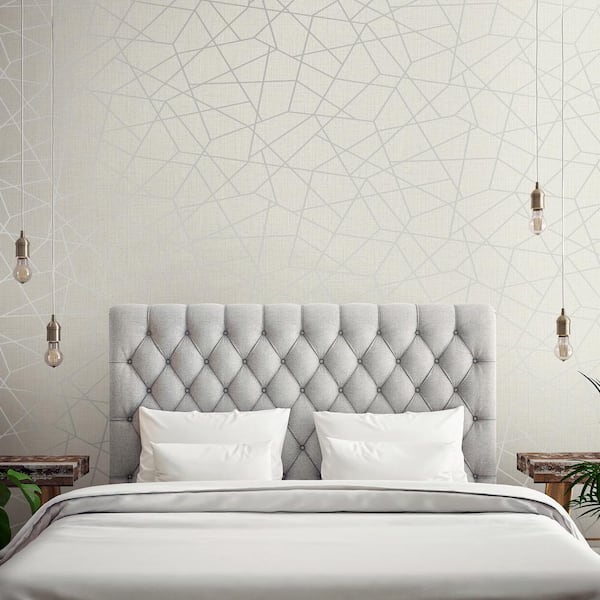 Heath Silver Geometric Linen Vinyl Strippable Roll (Covers 60.8 sq. ft.)