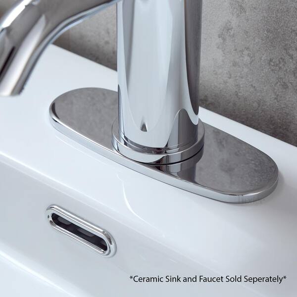 BWE 6 Inch Bathroom Vessel Sink Faucet Deck Plate – 4 Hole Cover For Single Hole Faucets, Chrome Finish