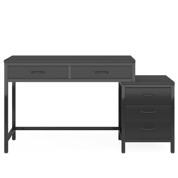 TRIBESIGNS WAY TO ORIGIN Ellie 5-Drawer Modern Black Makeup Vanity Desk Dressing Table Without Mirror