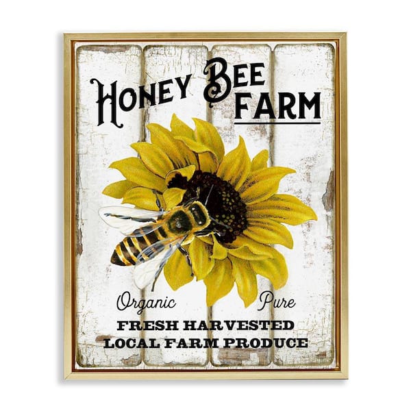 Stupell Industries Honey Bee Farm by Creatif Belle Gold Floater Frame Animal Graphic Art Print 21 in. x 17 in.