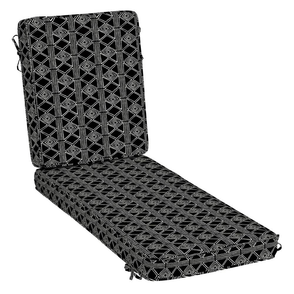 ARDEN SELECTIONS ProFoam 21 in. x 72 in. Outdoor Chaise Lounge Cushion in Black Global Stripe