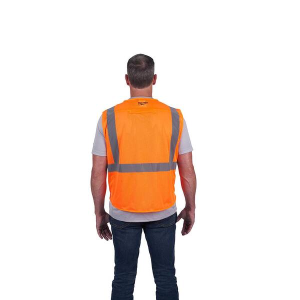 Case of 50 - Safety Vests, Orange Mesh Class II, SZ. M - 4XL