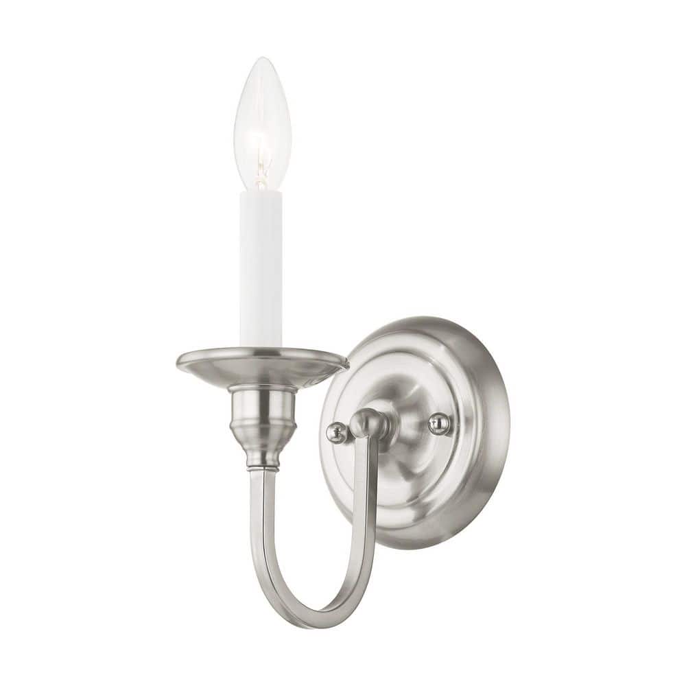 Elegant Brushed Nickel Single-Light Candelabra Sconce