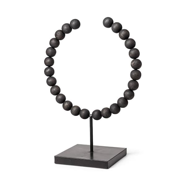 HomeRoots 16 in. Black Beaded Sculpture