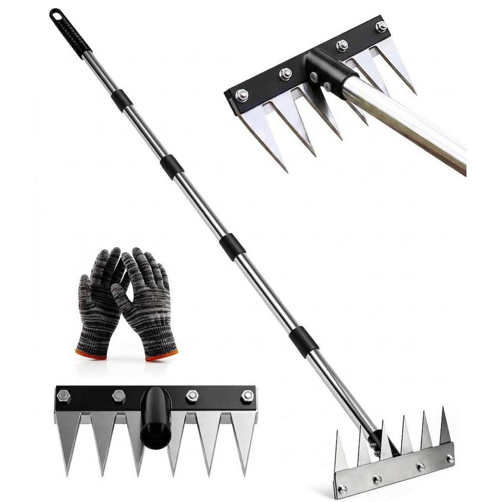 71 in. Adjustable Handle Weeder Heavy Duty Steel 6-Tine Rake for Lawn Yard Garden Soil Loosening Weed Removal price history on PriceWatchPro