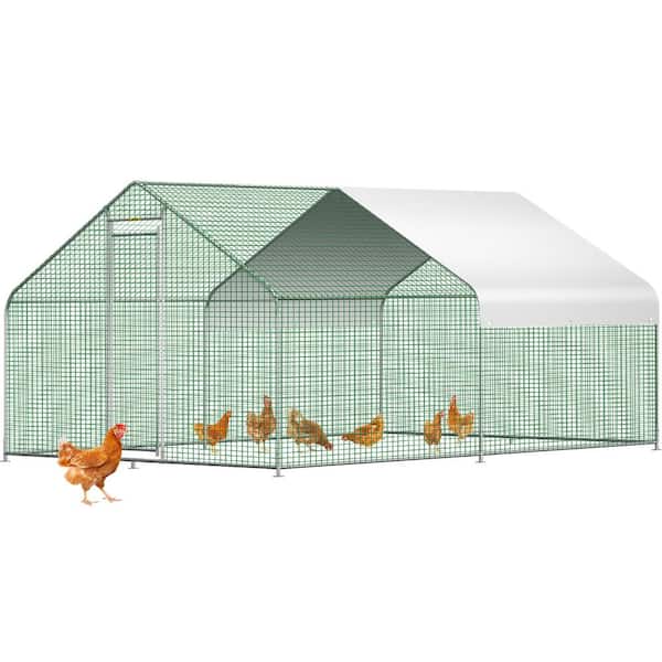 VEVOR Large Metal Chicken Coop Run Walk-in Chicken Runs Waterproof Cover Poultry Cage Hen House 12.8 x 9.8 x 6.5 ft Greenhouse