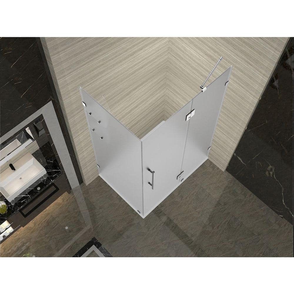 Avalux GS 48" x 72" Frameless Frosted Glass Hinged Shower Enclosure