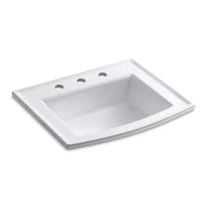 Archer Drop-In Vitreous China Bathroom Sink in White with Overflow Drain