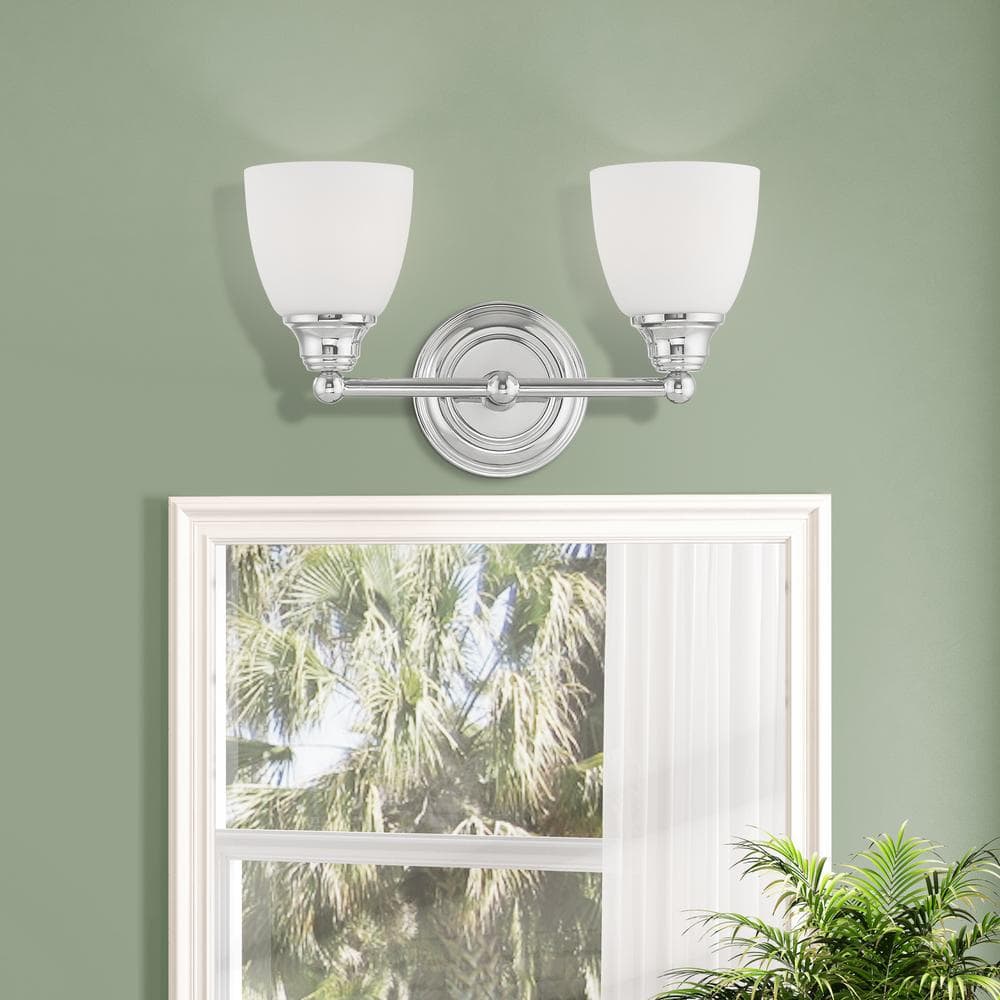 Polished Chrome 2-Light Vanity with Satin Opal Glass