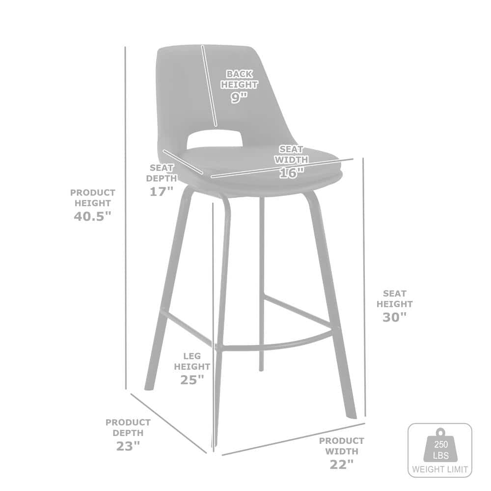 Contemporary 41'' Black Leather & Metal Swivel Bar Stool