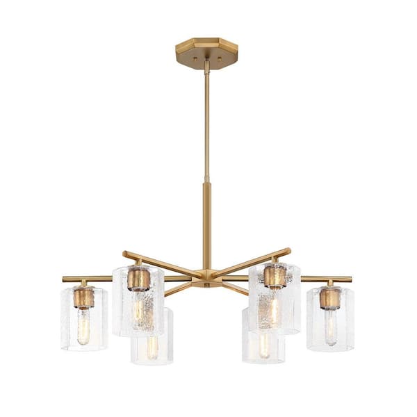 Haven 6-Light Old Satin Brass Transitional Shaded Chandelier for Entryways