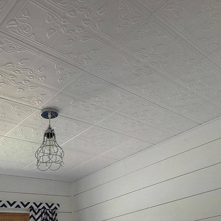 Plain White Polystyrene Ivy Leaves Glue-up Ceiling Tile