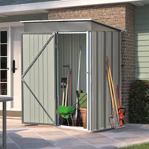 5 ft. W x 3 ft. D Galvanized Patio Metal Storage Shed with Lockable Door in GrayTool Cabinet for Backyard(14 sq. ft.)
