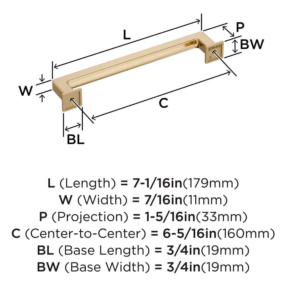 4pk Lintel 6-5/16 in. (160mm) Center-to-Center Golden Champagne Bar Cabinet Pull