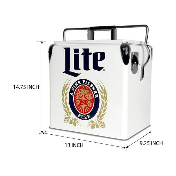 Koolatron Miller Lite Retro Ice Chest Beverage Cooler with Bottle Opener  13L (14 qt.) 18 Can, White and Blue MLVIC-13 - The Home Depot