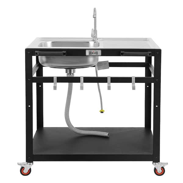 35 in. Stainless Steel Modular Outdoor Kitchen Island Sink Outdoor Food Prep Table Cart
