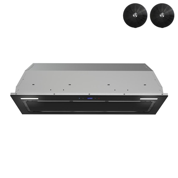 36 in. 350 CFM Isernia Ductless Insert Range Hood in Glossy Black, Mesh Filters, Touchpad Control, LED Lights