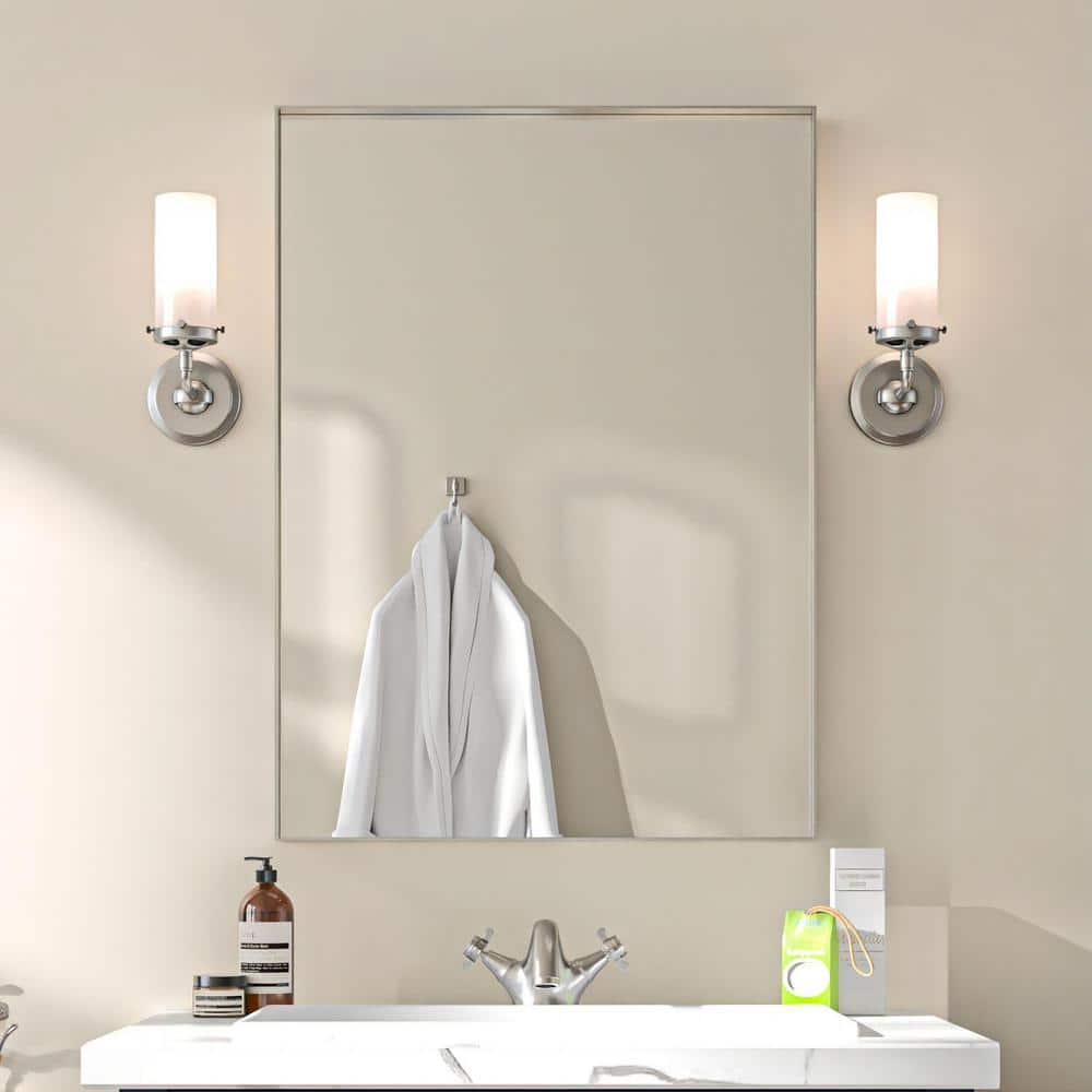 Crane Lake 22x30 Inch Silver Metal Framed Vanity Mirror