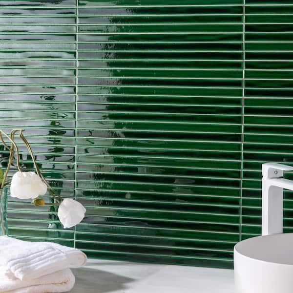 Ivy Hill Tile Vistaio Jungle Green 3 in. x 0.35 in. Glossy Ivy Hill Tile Vistaio Jungle Green 3 in. x 0.35 in. Glossy