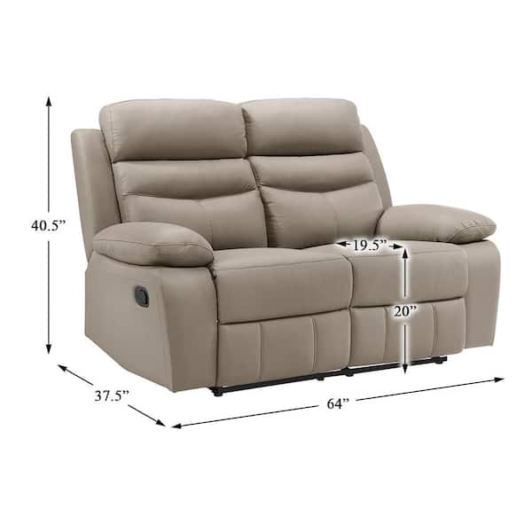 Lazzara Edelia 64 in. W Latte Leather Manual Double Reclining 2