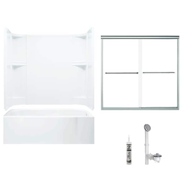 STERLING Accord 30 in. x 60 in. x 72 in. Bath and Shower Kit with Right-Hand Drain in White and Chrome