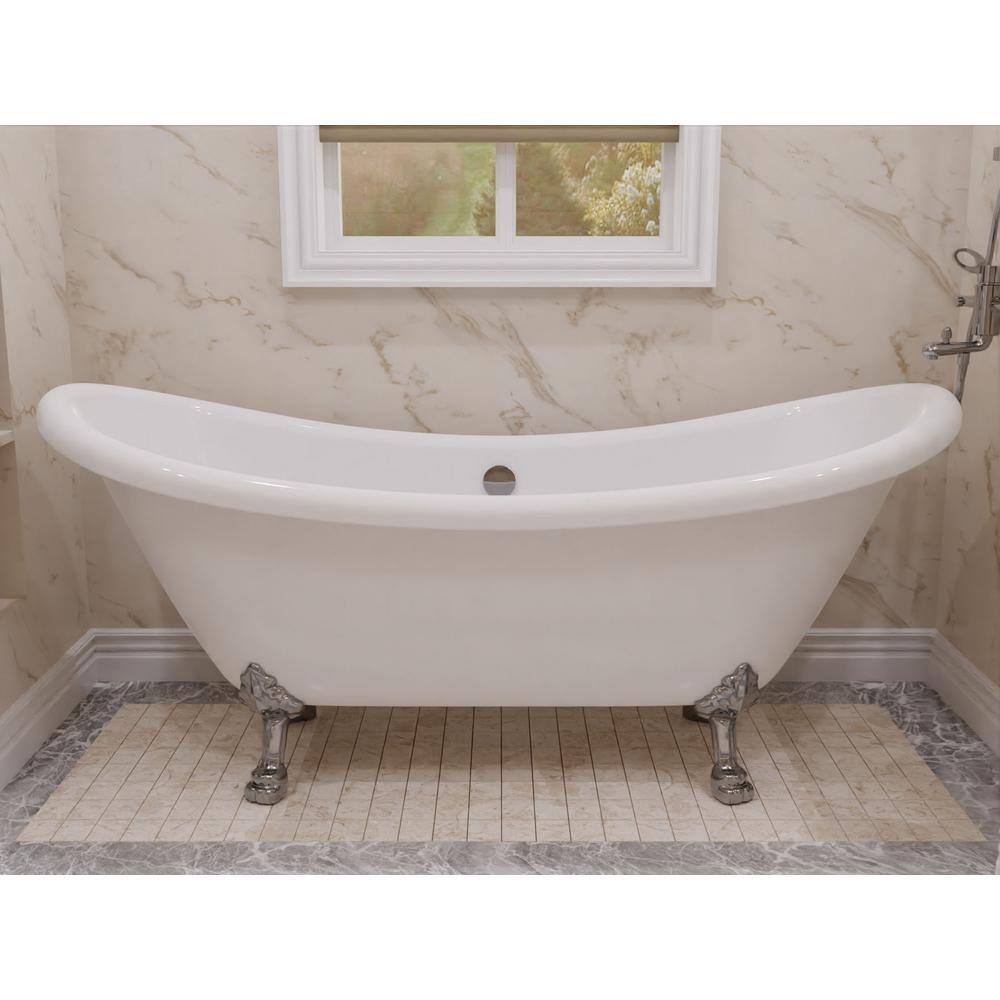 Belissima 69'' White Acrylic Clawfoot Freestanding Bathtub