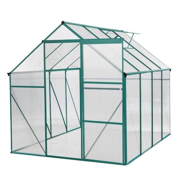 74.80 in. W x 98.43 in. D x 76.77 in. H Outdoor Walk-in Aluminium Green Hobby Greenhouse