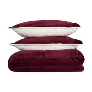 Cozy Plush 3-Piece Red Solid Microfiber King Comforter Set